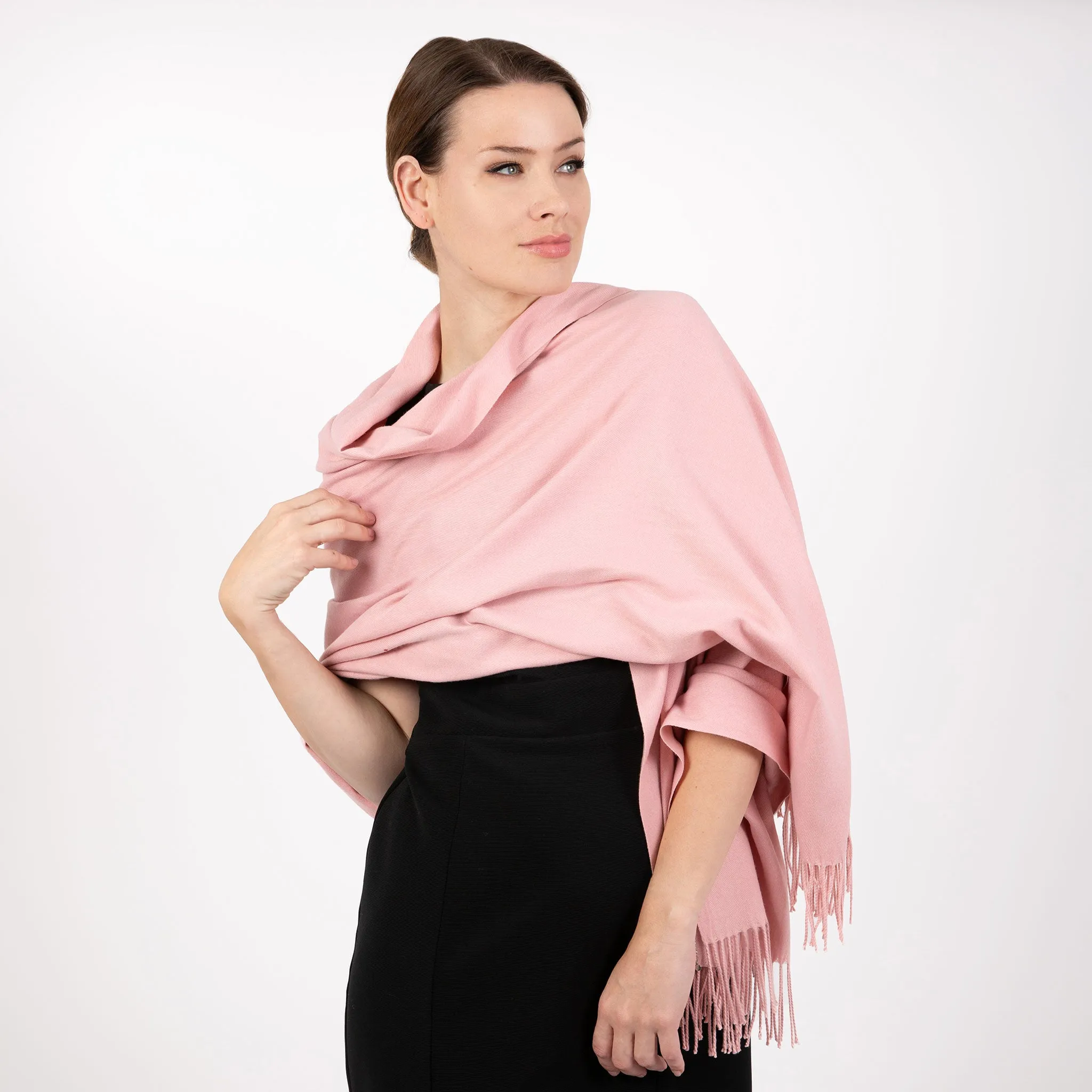 Women's Plain Pashmina Shawl with Tassels sold by Dents Gloves product image thumbnail 2