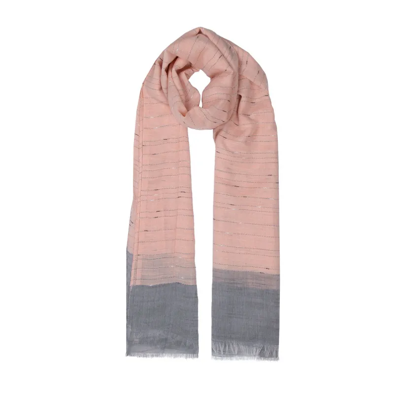 Women's Stripe Lightweight Scarf with Colour Block Ends made by Dents Gloves