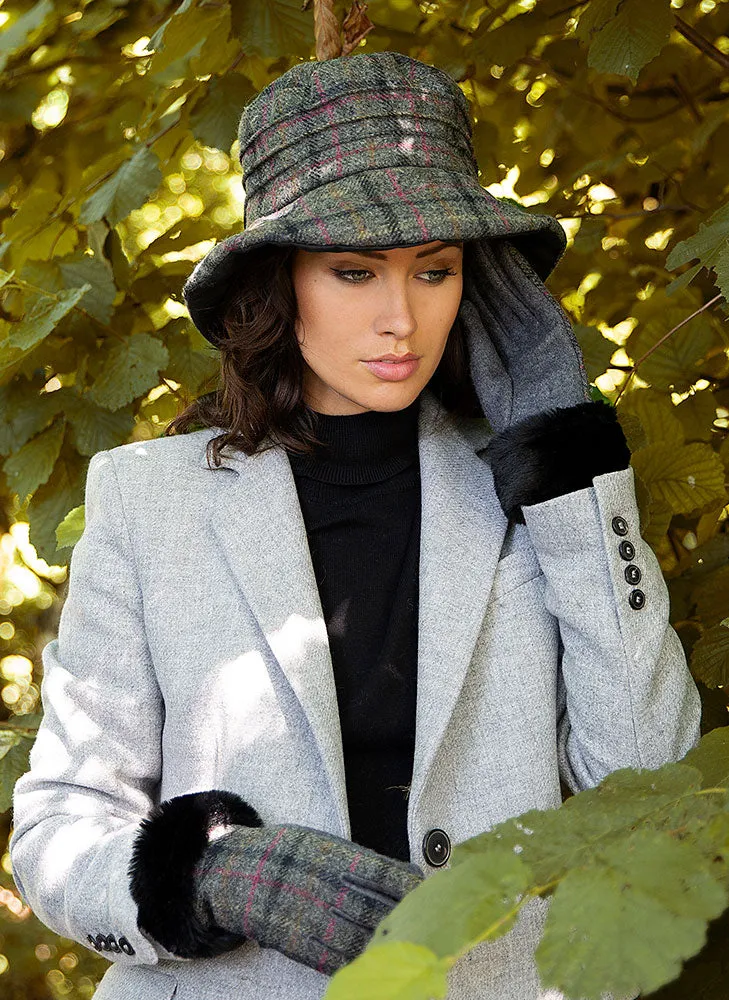 Women's Abraham Moon Tweed Check Bucket Hat with Bow sold by Dents Gloves product image thumbnail 5