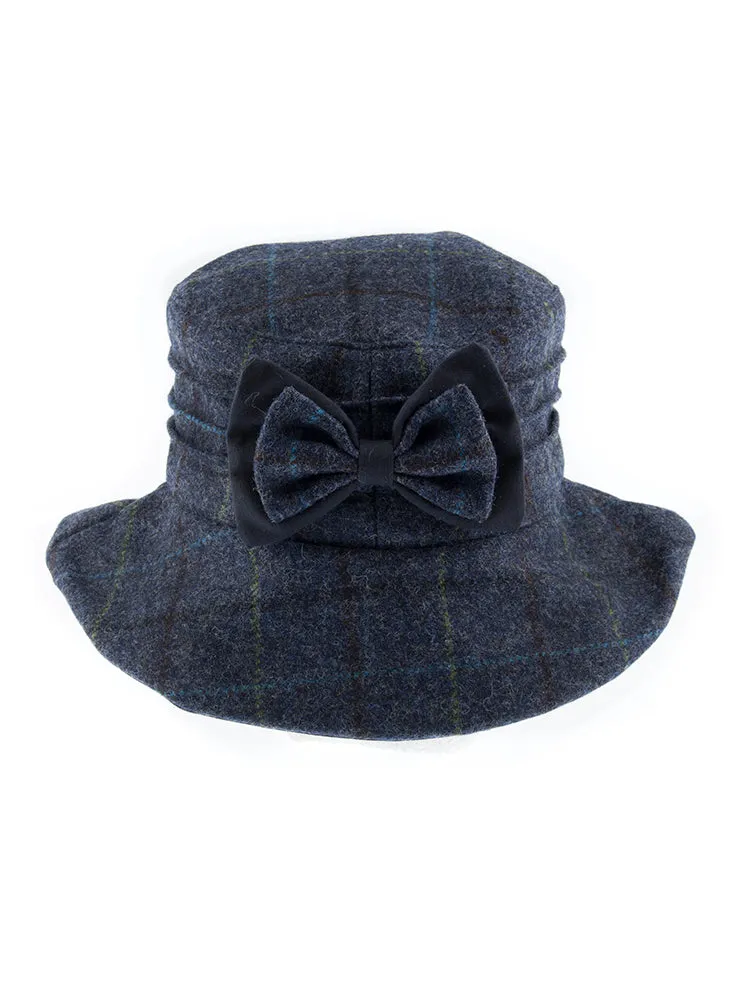 Women's Abraham Moon Tweed Check Bucket Hat with Bow sold by Dents Gloves