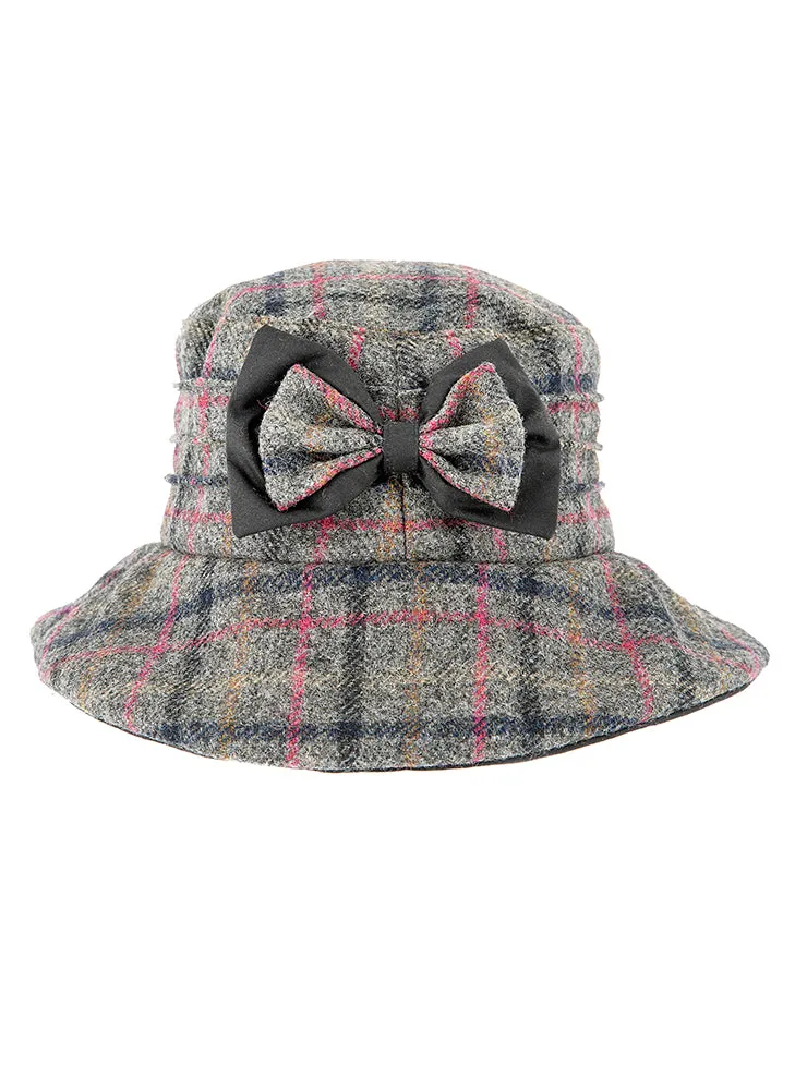 Women's Abraham Moon Tweed Check Bucket Hat with Bow sold by Dents Gloves product image thumbnail 4