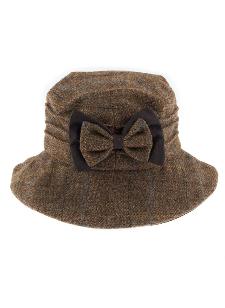 Women's Abraham Moon Tweed Check Bucket Hat with Bow sold by Dents Gloves product image thumbnail 3