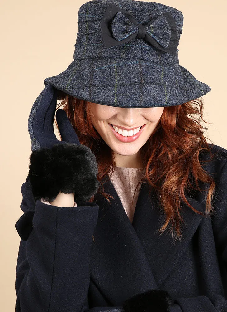 Women's Abraham Moon Tweed Check Bucket Hat with Bow sold by Dents Gloves product image thumbnail 2