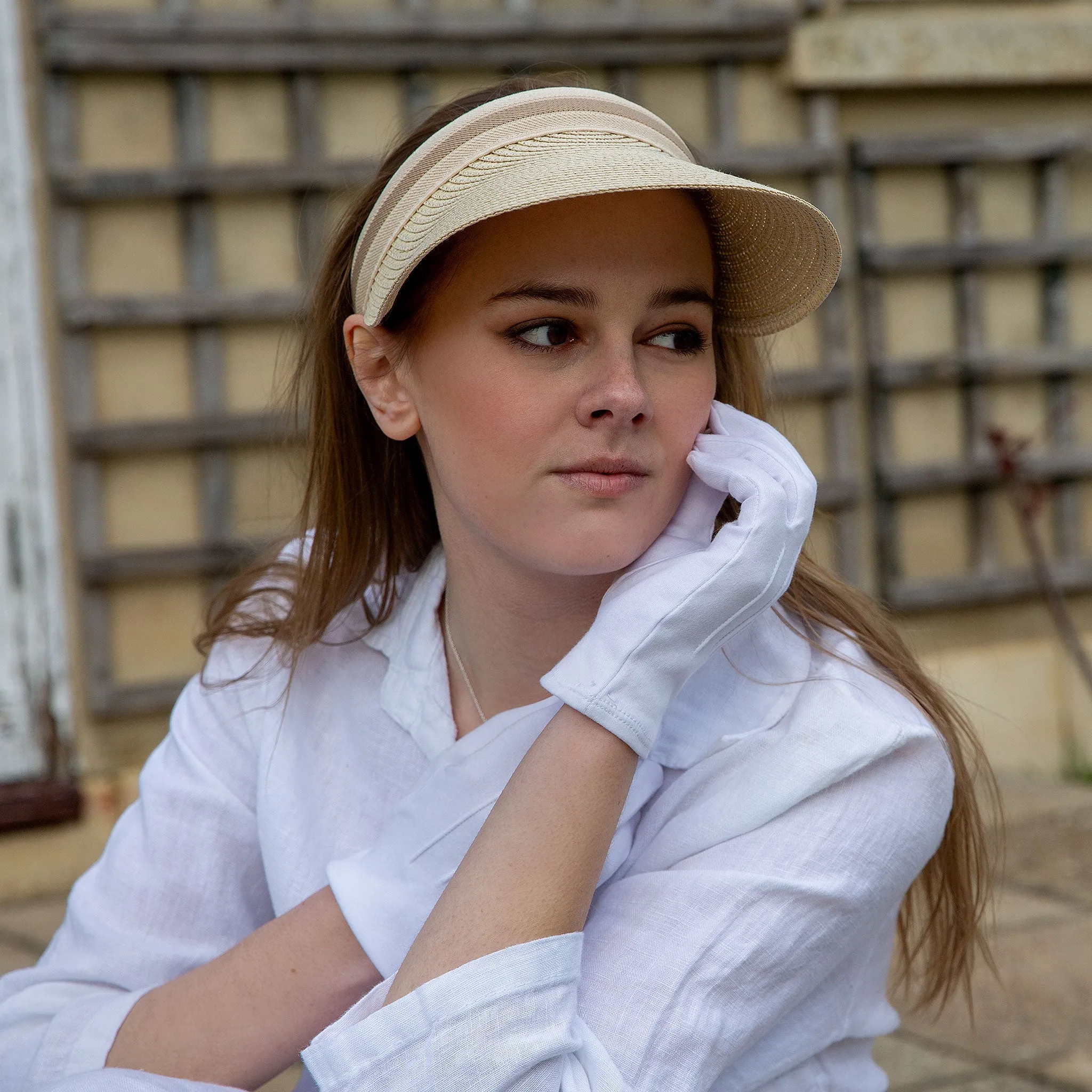 Women's Straw Sun Visor with Ribbon Band sold by Dents Gloves product image thumbnail 5