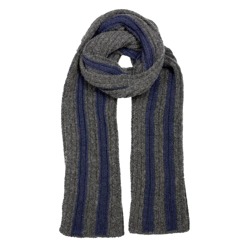 Men's Two-Tone Stripe Knitted Scarf sold by Dents Gloves