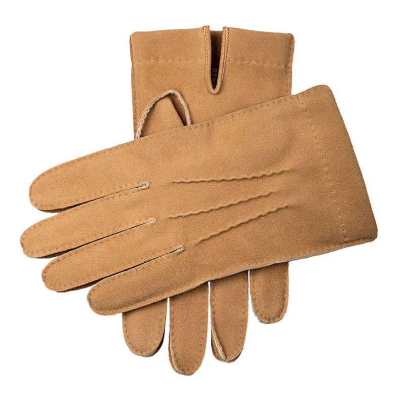 Men’s Heritage Handsewn Three-Point Cashmere-Lined Buckskin Leather Gloves sold by Dents Gloves