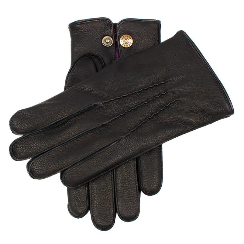 Men's Heritage Three-Point Cashmere-Lined Deerskin Leather Gloves made by Dents Gloves