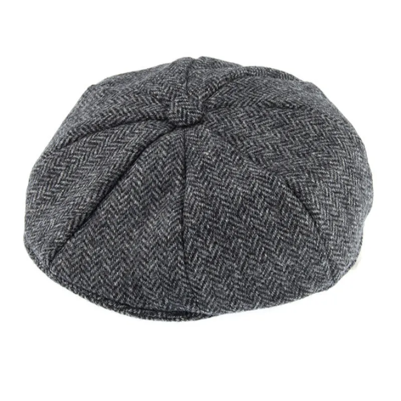 Men's Abraham Moon Herringbone Tweed Newsboy Cap made by Dents Gloves