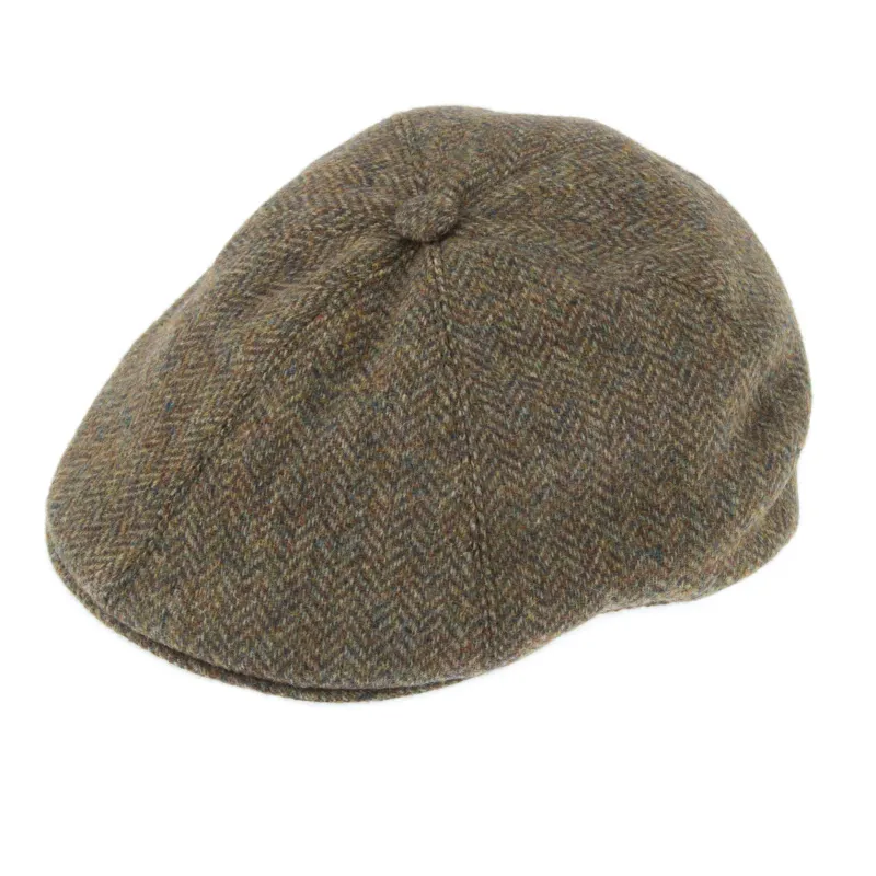 Men's Abraham Moon Herringbone Tweed Driver's Cap made by Dents Gloves
