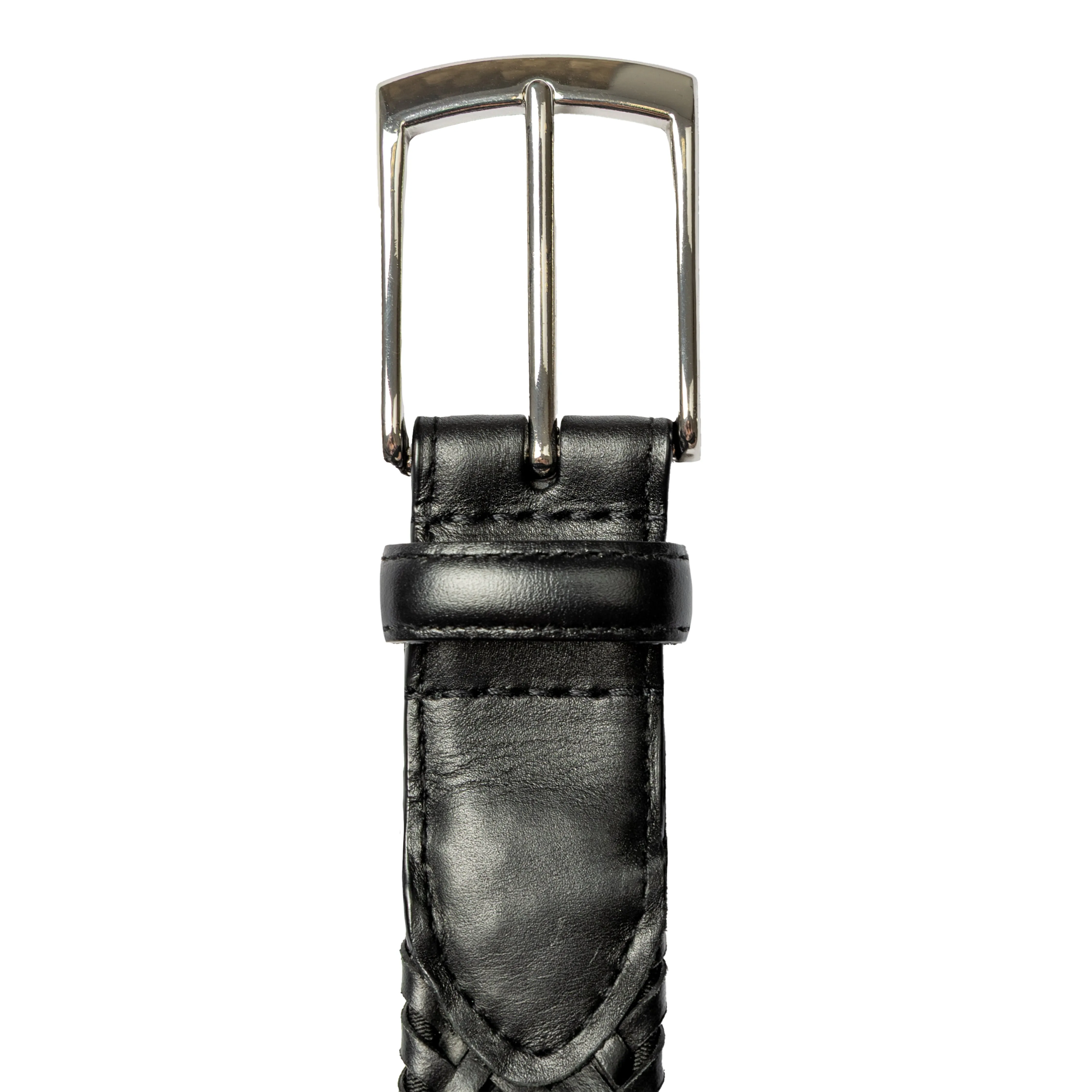 Men's Woven Leather Belt with Satin Nickel Buckle sold by Dents Gloves product image thumbnail 3