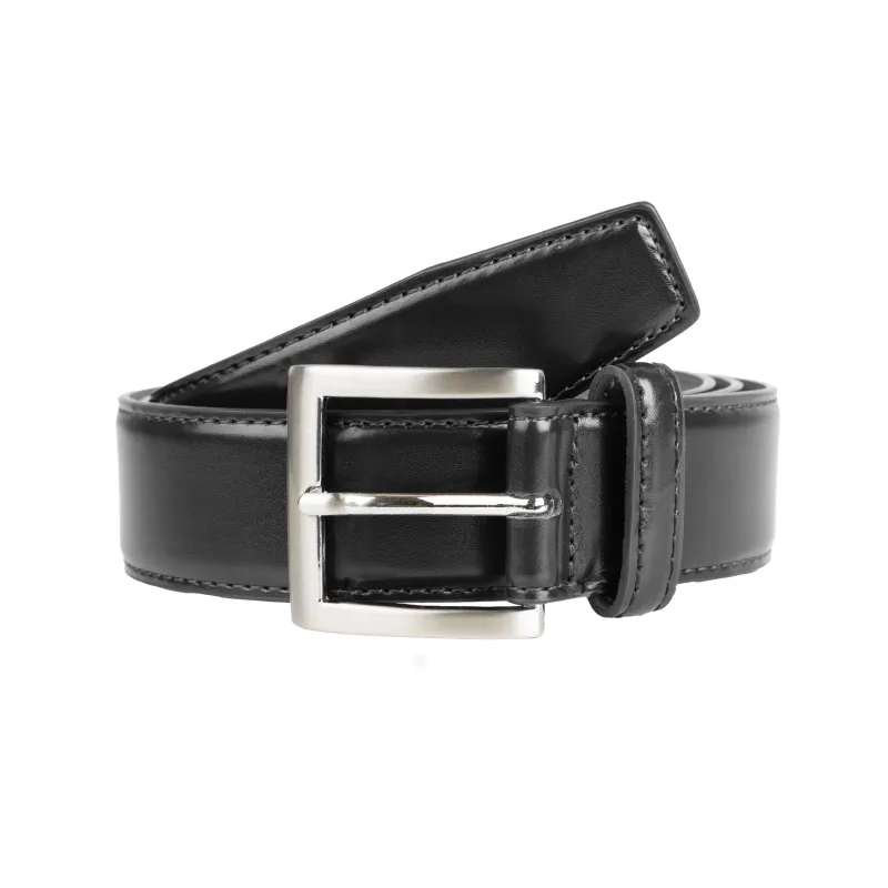 Men's Contrast-Lined Leather Belt with Satin Nickel Buckle sold by Dents Gloves