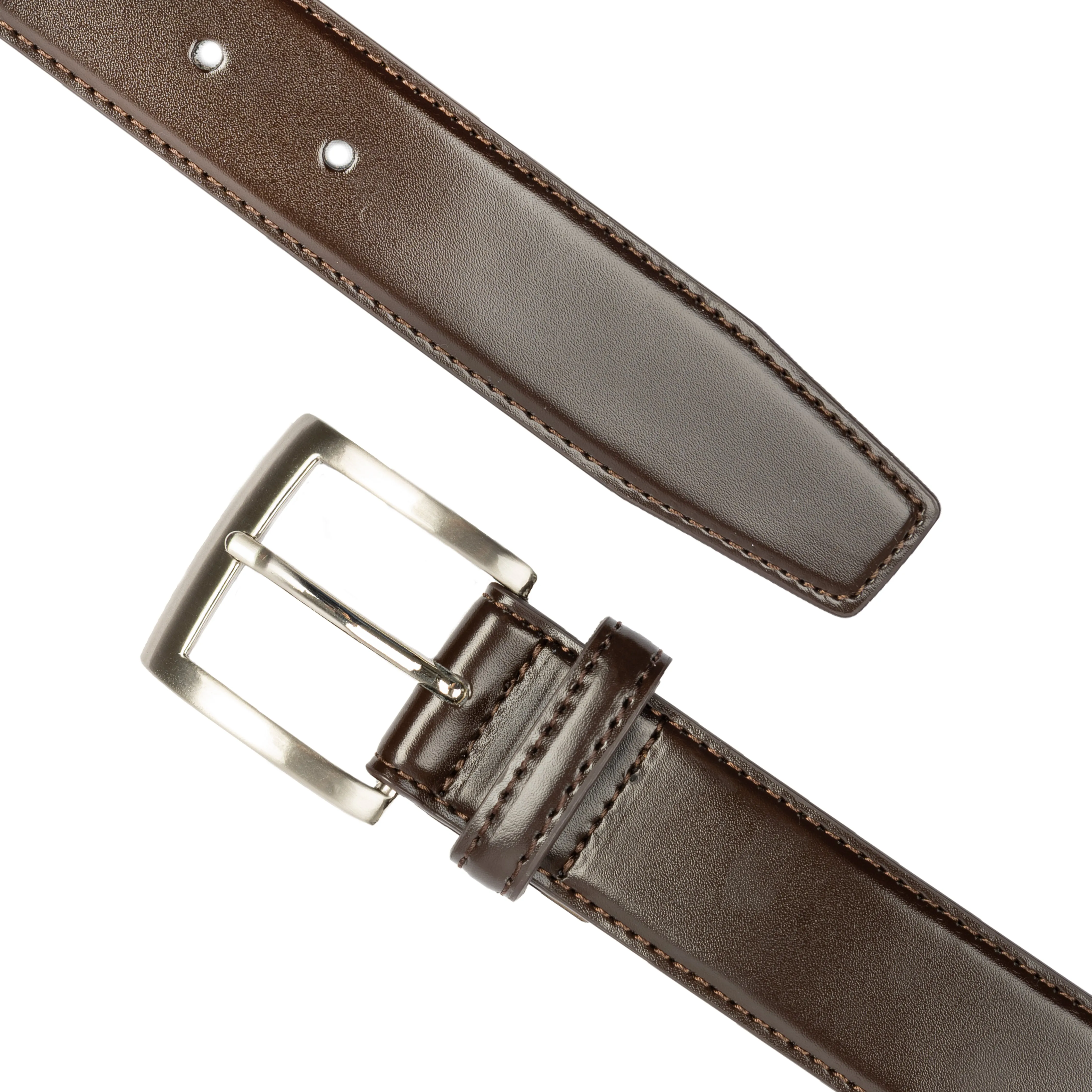 Men's Contrast-Lined Leather Belt with Satin Nickel Buckle sold by Dents Gloves product image thumbnail 5
