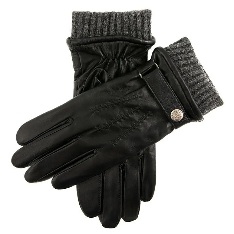 Men's Touchscreen Three-Point Wool Blend-Lined Shorter-Finger Leather Gloves sold by Dents Gloves