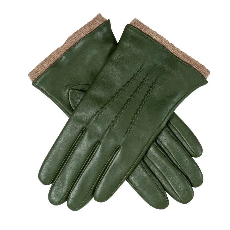 Women’s Three-Point Wool Blend-Lined Leather Gloves with Knitted Cuffs sold by Dents Gloves