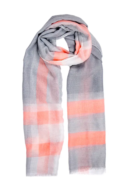 Women's Lightweight Ombre Scarf with Contrast Check Border sold by Dents Gloves