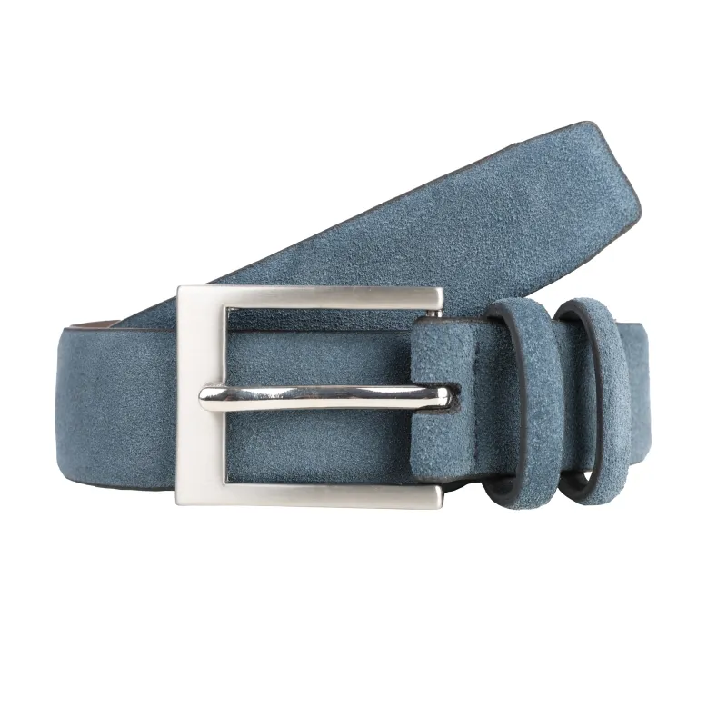 Men's Lined Suede Belt with Brushed Silver Buckle sold by Dents Gloves