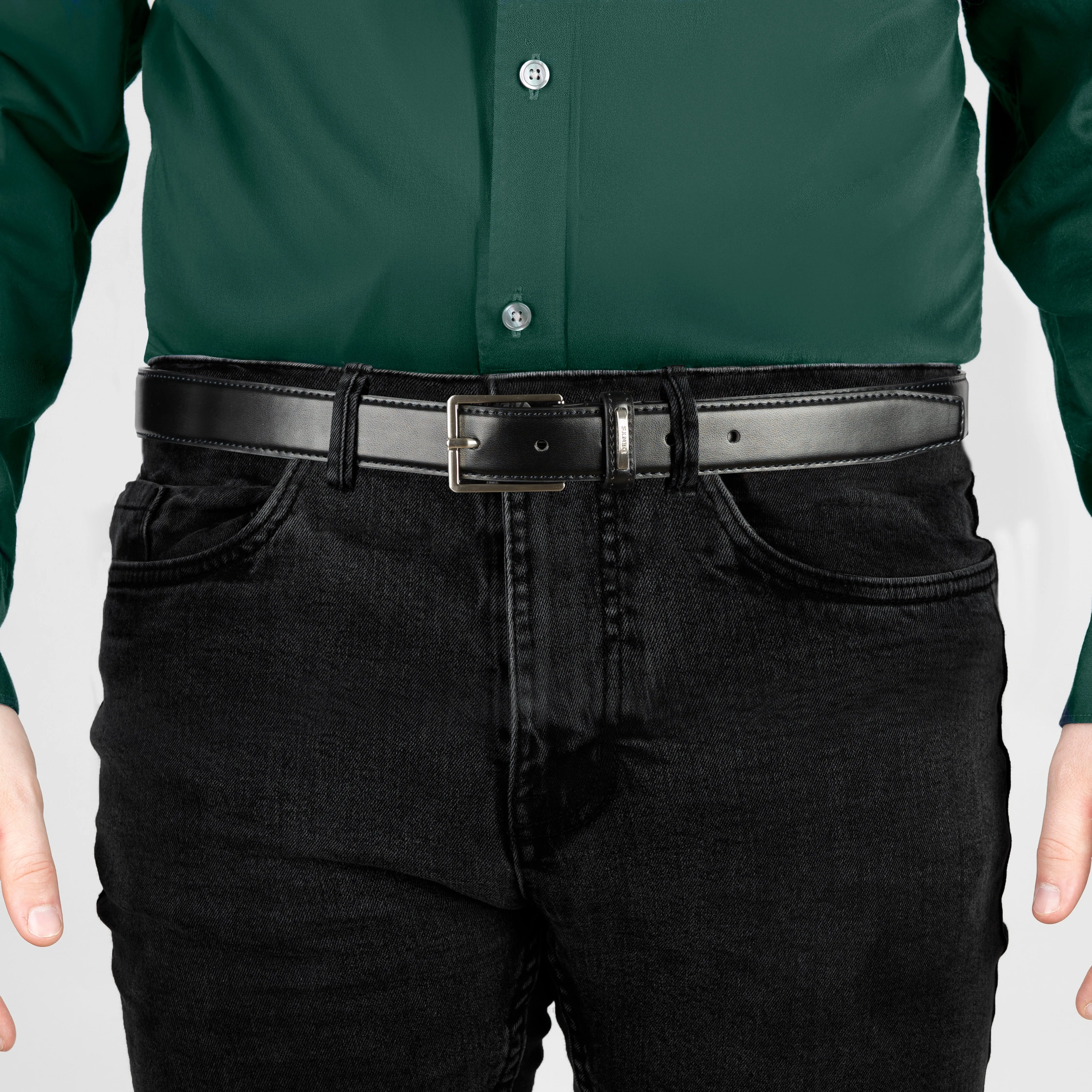 Men's Lined Leather Belt with Shiny Gunmetal Buckle sold by Dents Gloves product image thumbnail 4