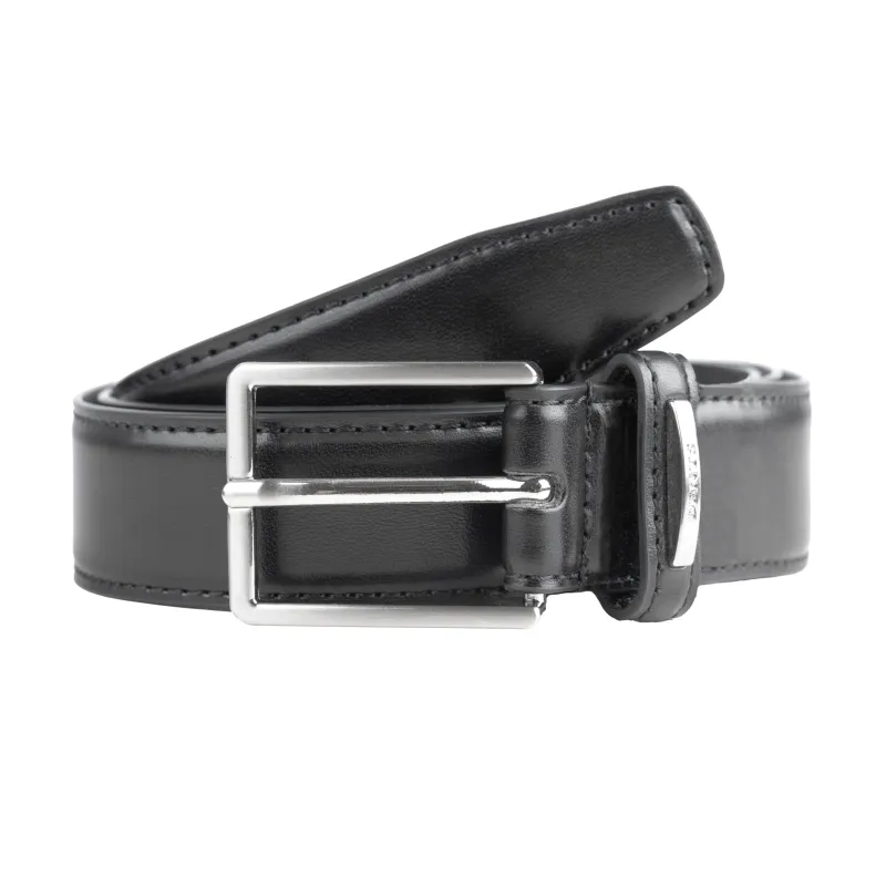 Men's Lined Leather Belt with Shiny Gunmetal Buckle sold by Dents Gloves