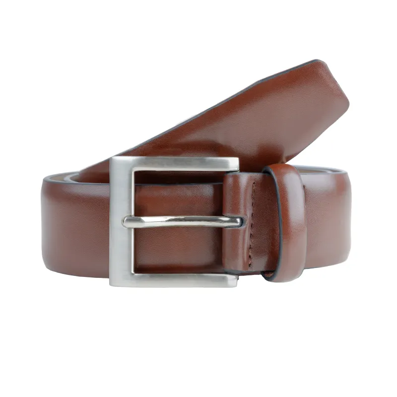 Men's Lined Leather Belt with Satin Nickel Buckle sold by Dents Gloves