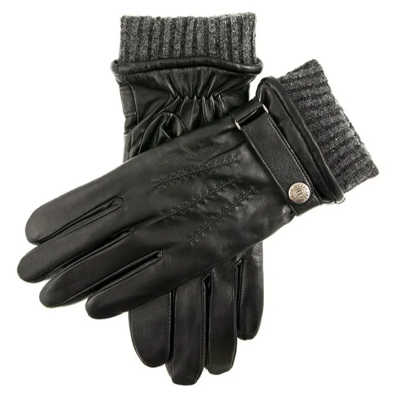 Men's Touchscreen Three-Point Wool Blend-Lined Leather Gloves sold by Dents Gloves