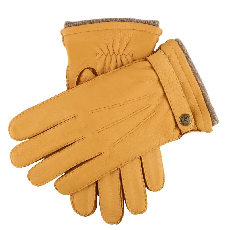 Men's Handsewn Three-Point Cashmere-Lined Deerskin Leather Gloves with Cashmere Cuffs sold by Dents Gloves