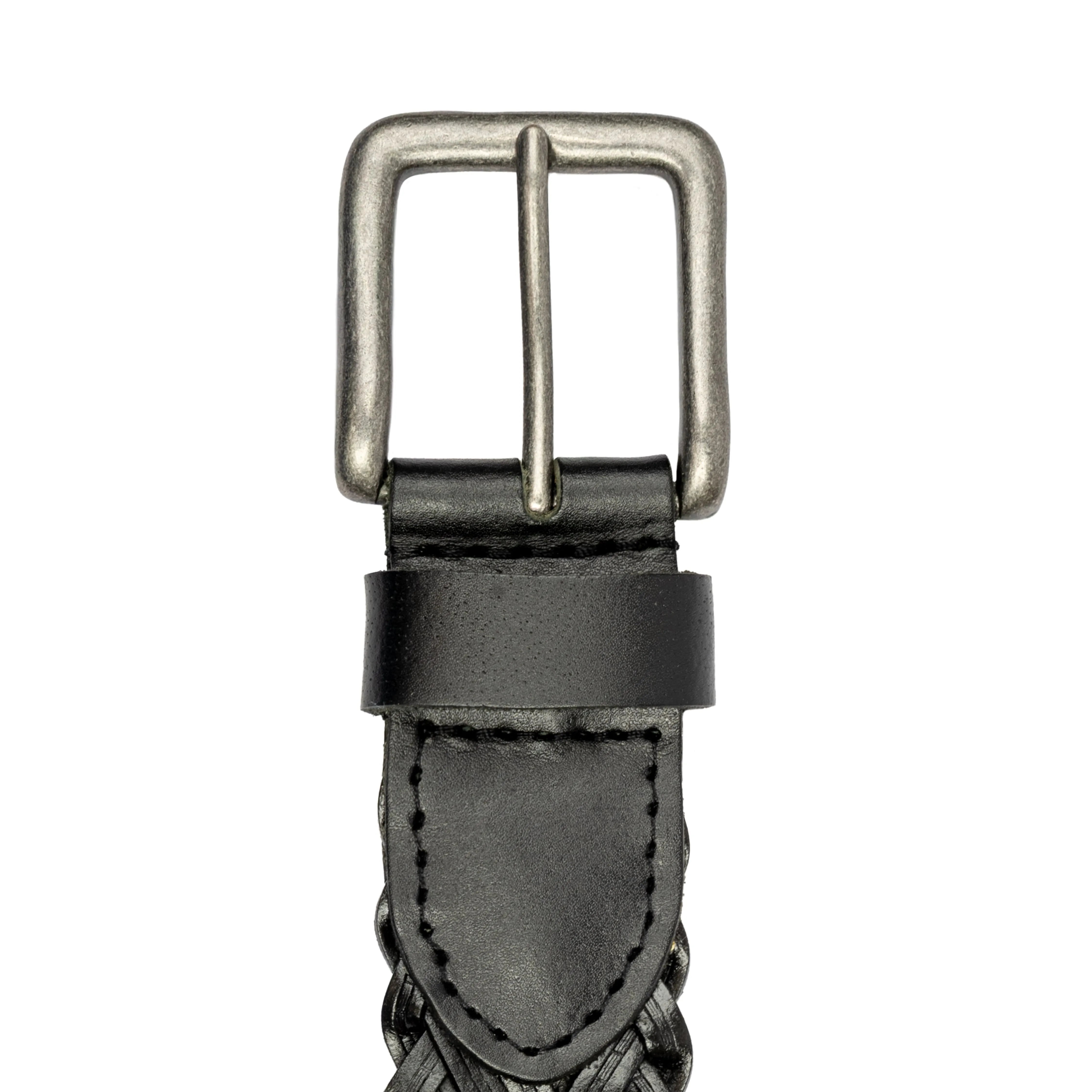 Men's Woven Leather Belt with Brushed Nickel Buckle sold by Dents Gloves product image thumbnail 3