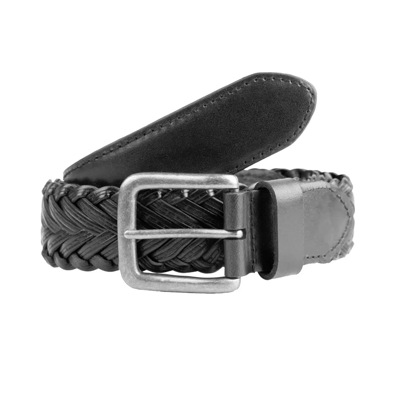 Men's Woven Leather Belt with Brushed Nickel Buckle sold by Dents Gloves