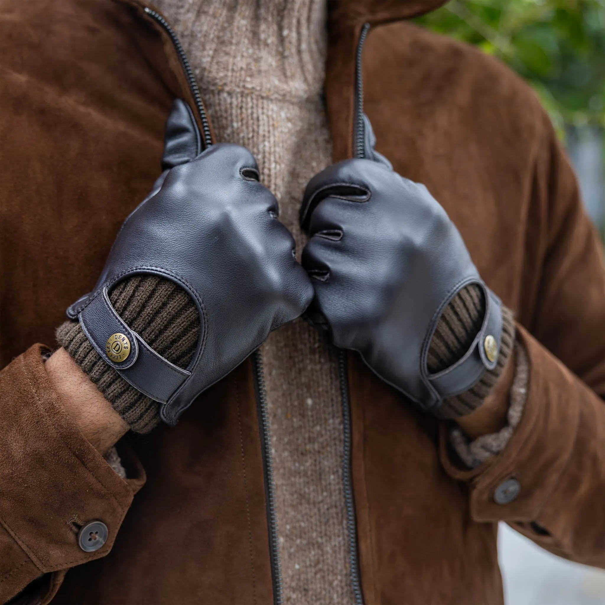 Men's Touchscreen Lined Leather Gloves with Knitted Cuffs sold by Dents Gloves product image thumbnail 5