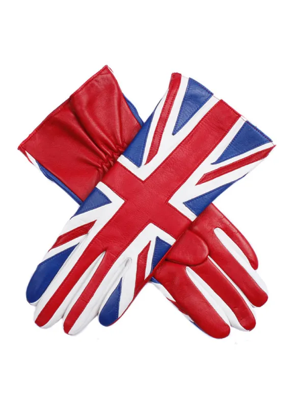 Women's Silk-Lined Leather Gloves with Union Jack Design sold by Dents Gloves
