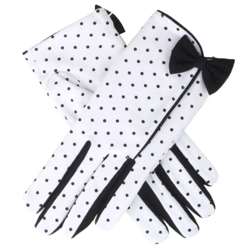Women's Spotted Cotton Gloves with Side Bow and Trim sold by Dents Gloves