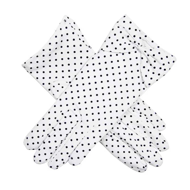 Women's Spotted Cotton Gloves with Cuff Bow sold by Dents Gloves