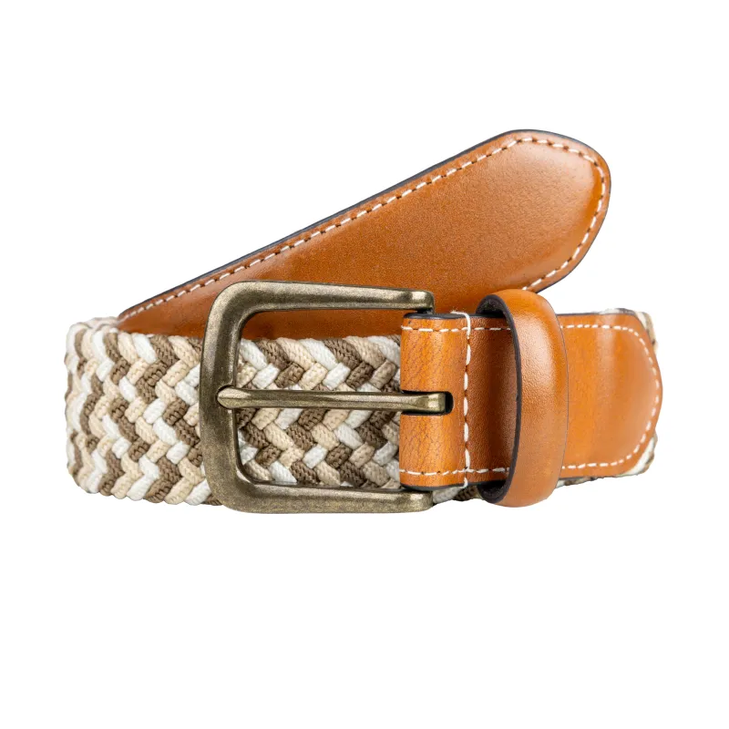 Men's Woven Stretch Belt with Antique Brushed Gold Buckle sold by Dents Gloves