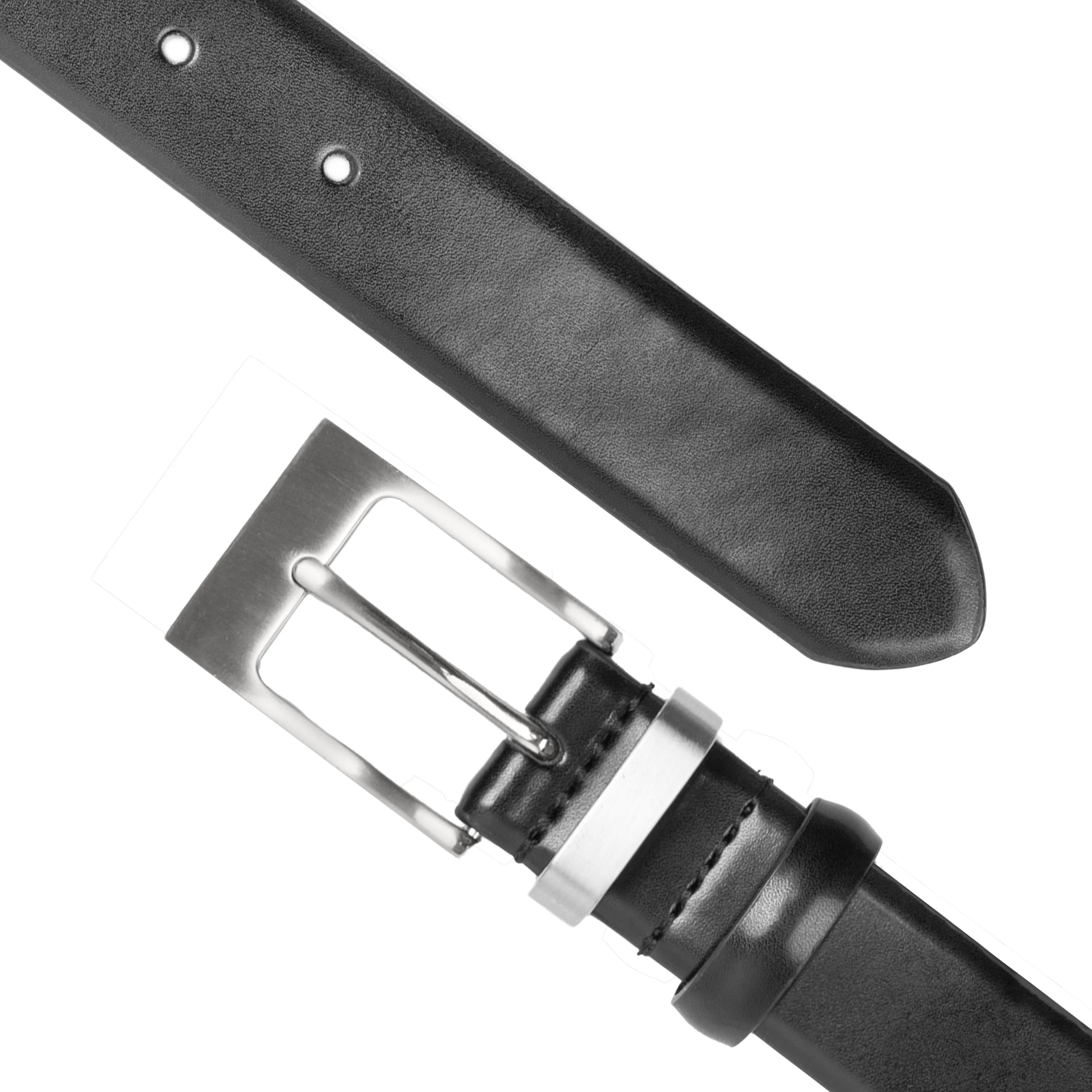 Men's Slim Lined Leather Belt with Brushed Nickel Buckle sold by Dents Gloves product image thumbnail 2