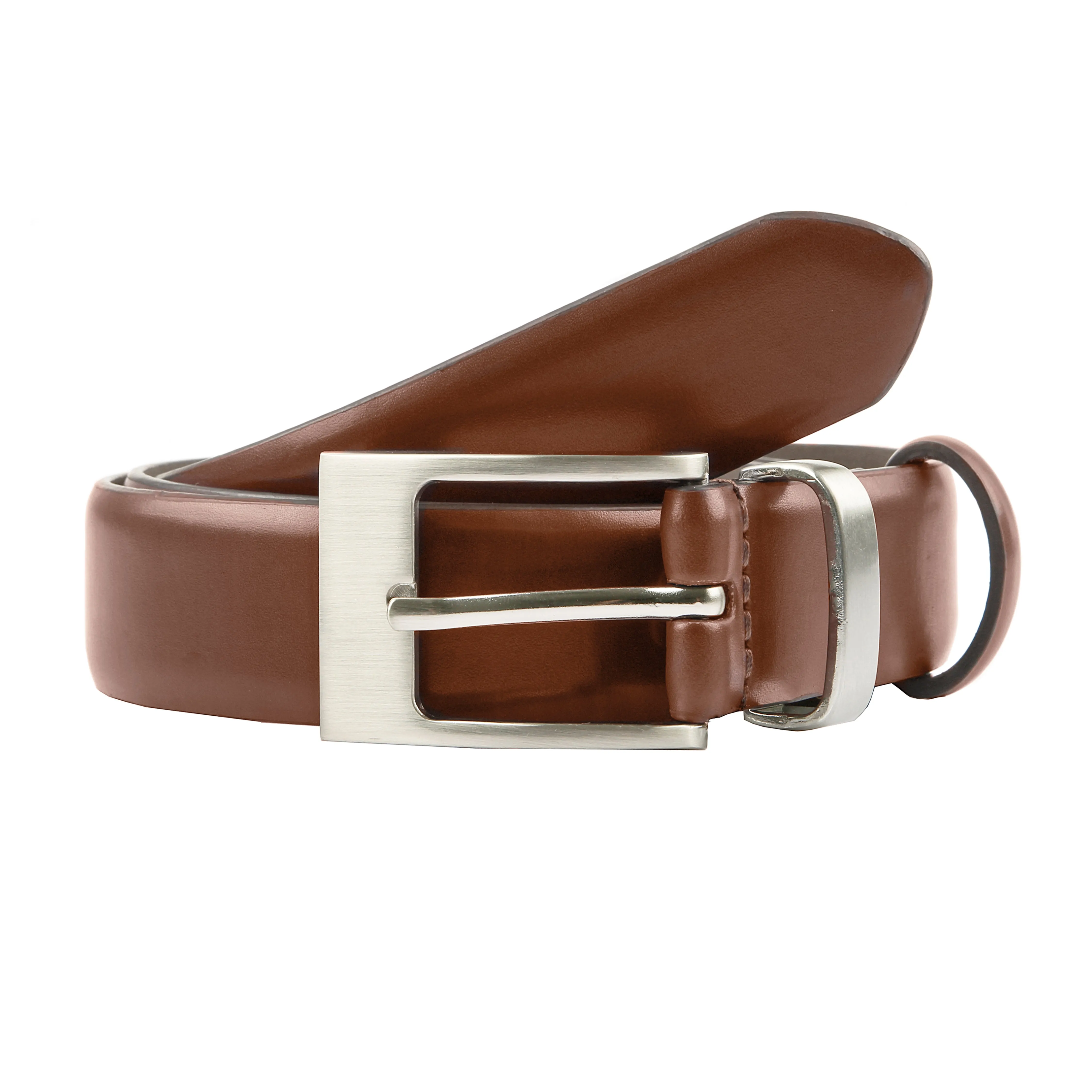 Men's Slim Lined Leather Belt with Brushed Nickel Buckle sold by Dents Gloves product image thumbnail 4
