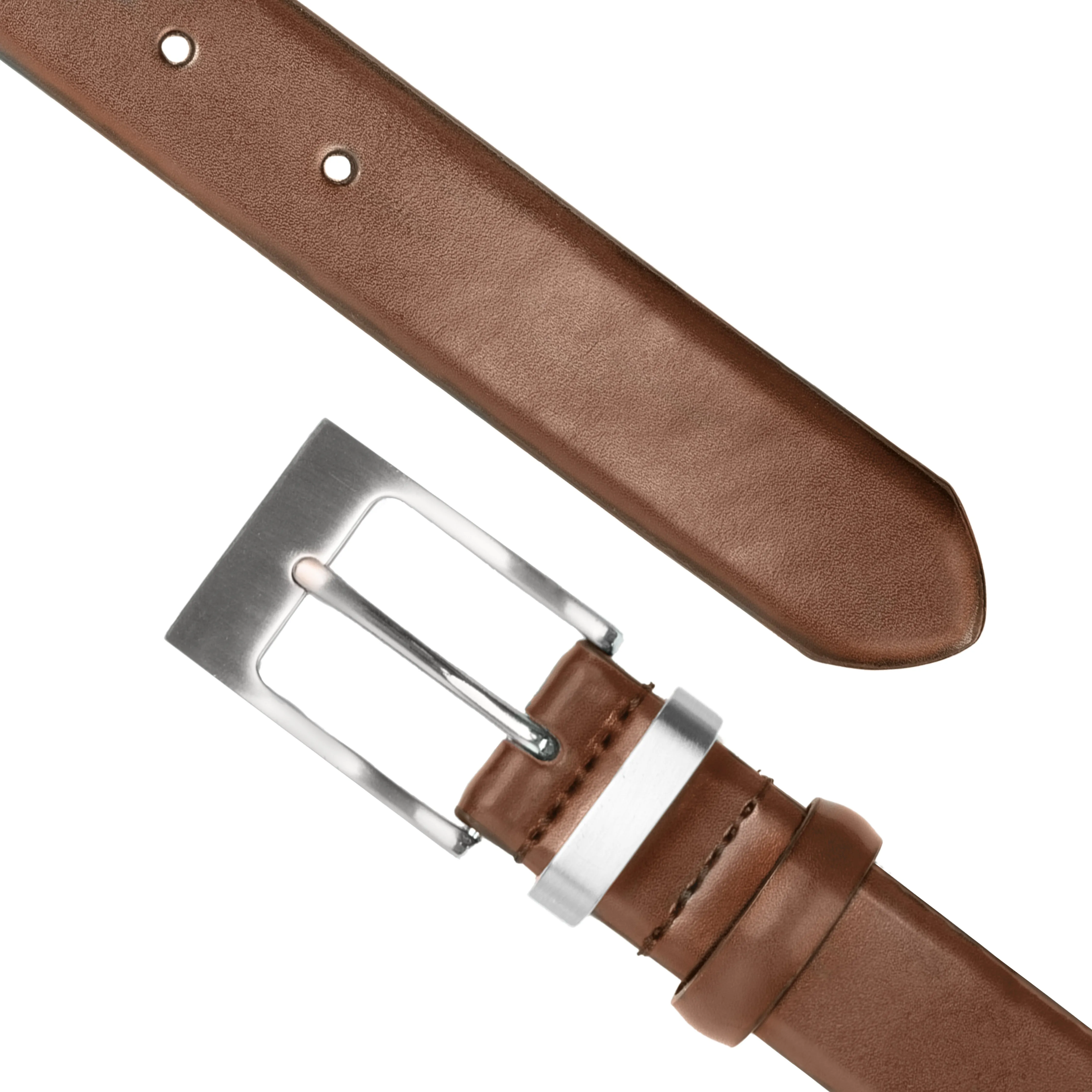 Men's Slim Lined Leather Belt with Brushed Nickel Buckle sold by Dents Gloves product image thumbnail 5