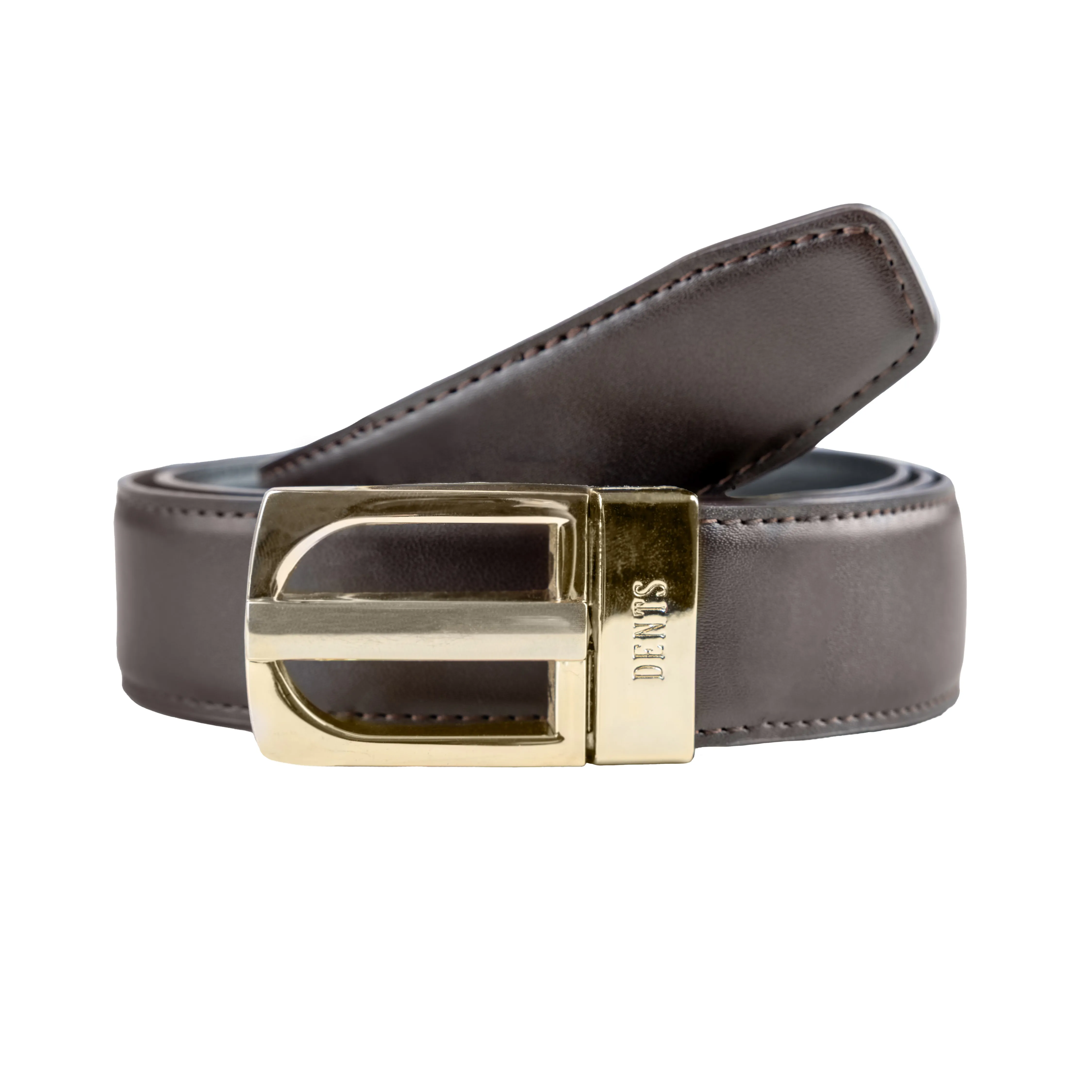 Men's Reversible Leather Belt with Gold and Nickel Buckle sold by Dents Gloves product image thumbnail 3