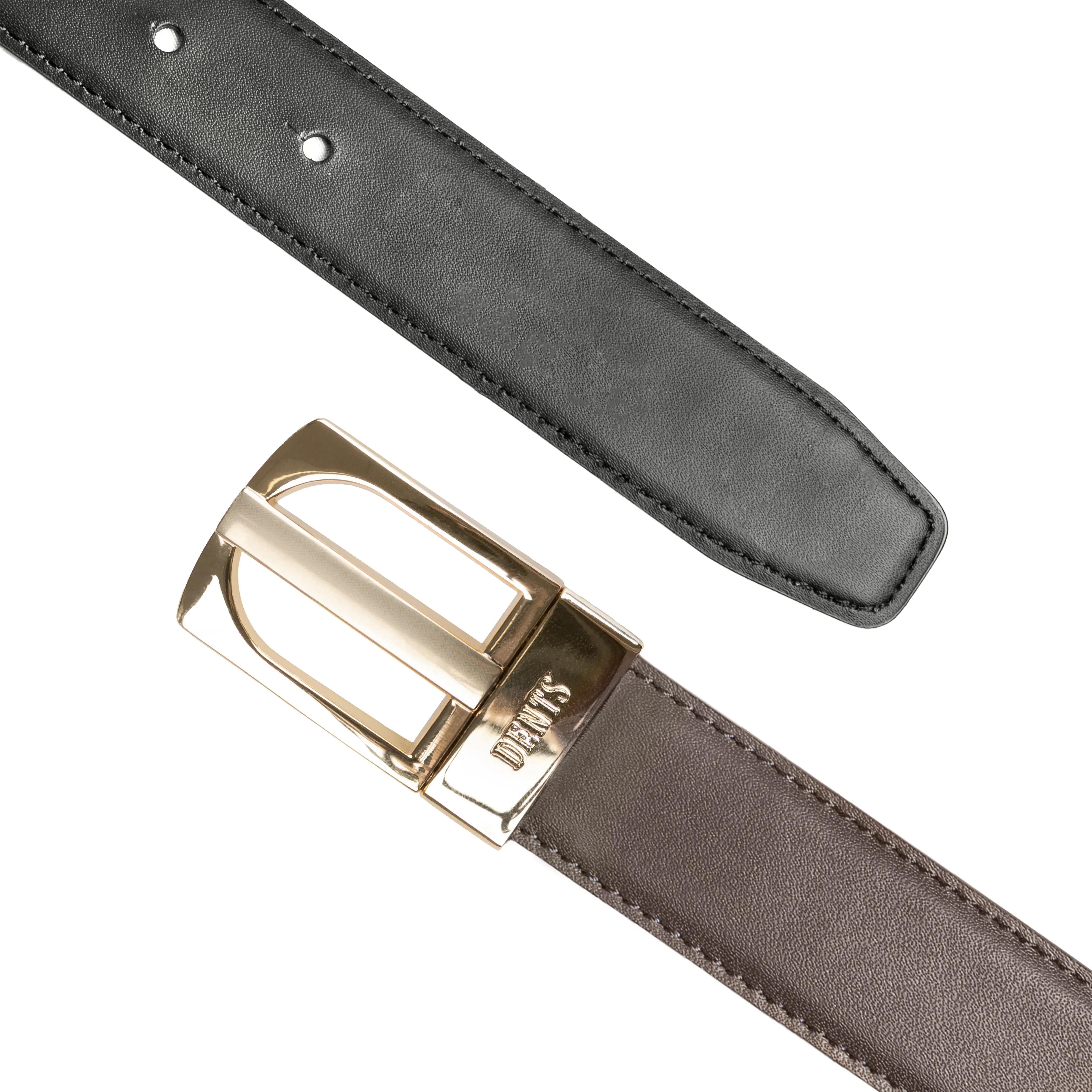 Men's Reversible Leather Belt with Gold and Nickel Buckle sold by Dents Gloves product image thumbnail 2