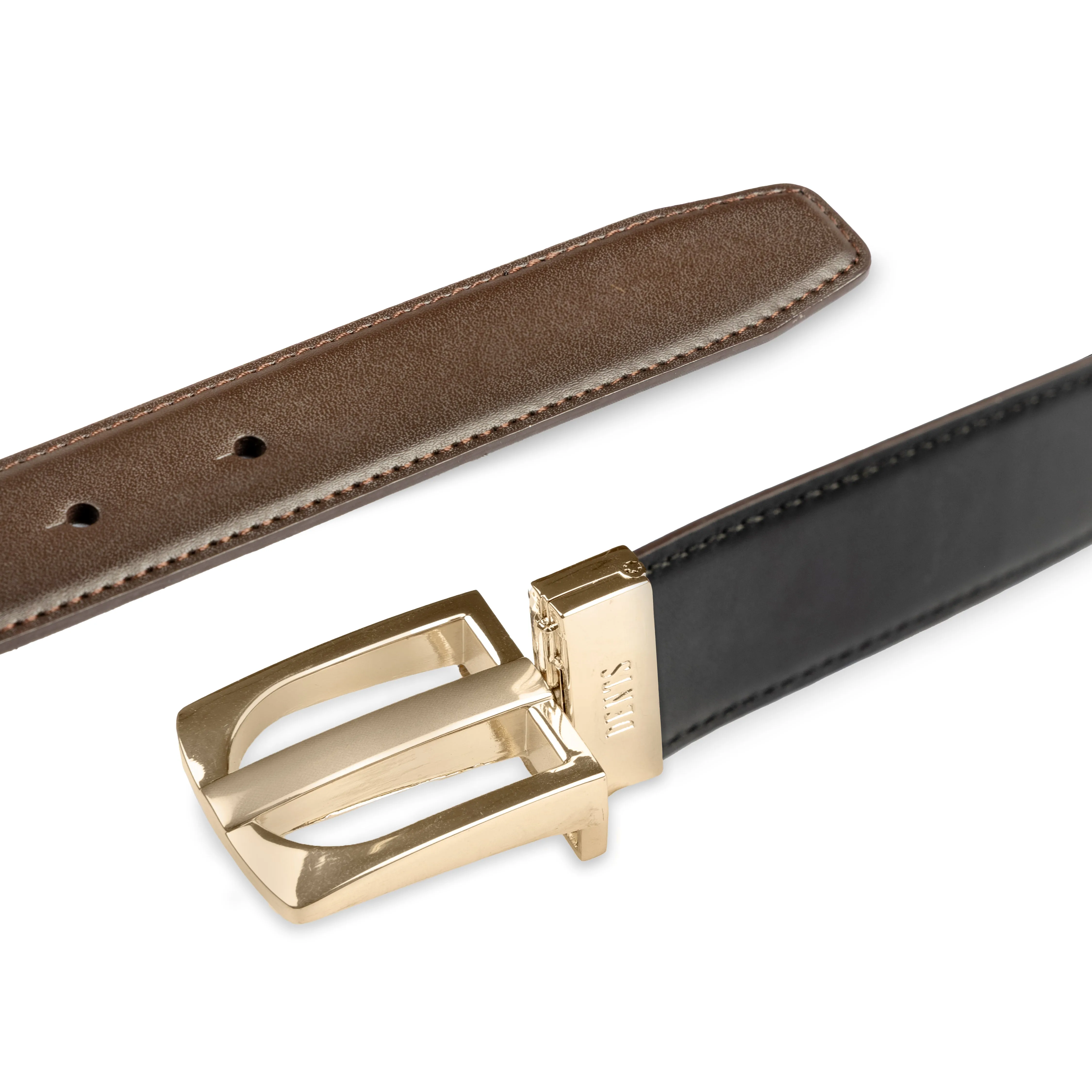 Men's Reversible Leather Belt with Gold and Nickel Buckle sold by Dents Gloves product image thumbnail 4