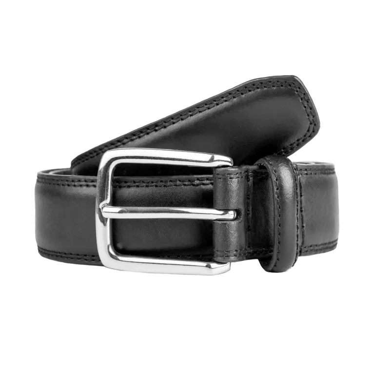 Men's Lined Leather Belt with Shiny Gilt Nickel Buckle sold by Dents Gloves