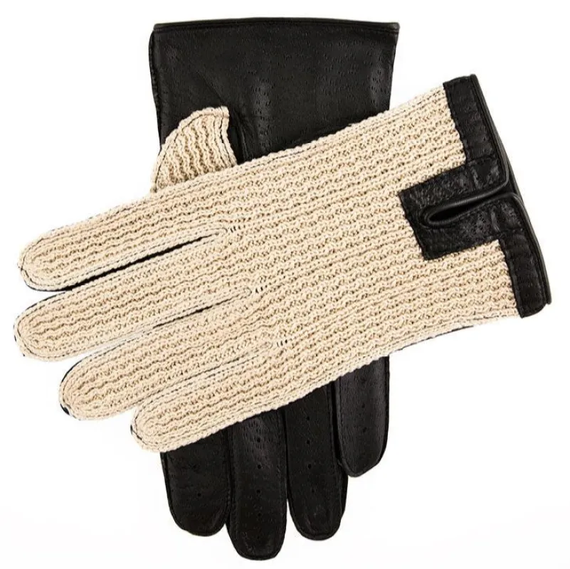 Men’s Crochet-Back Imitation Peccary Leather Driving Gloves made by Dents Gloves