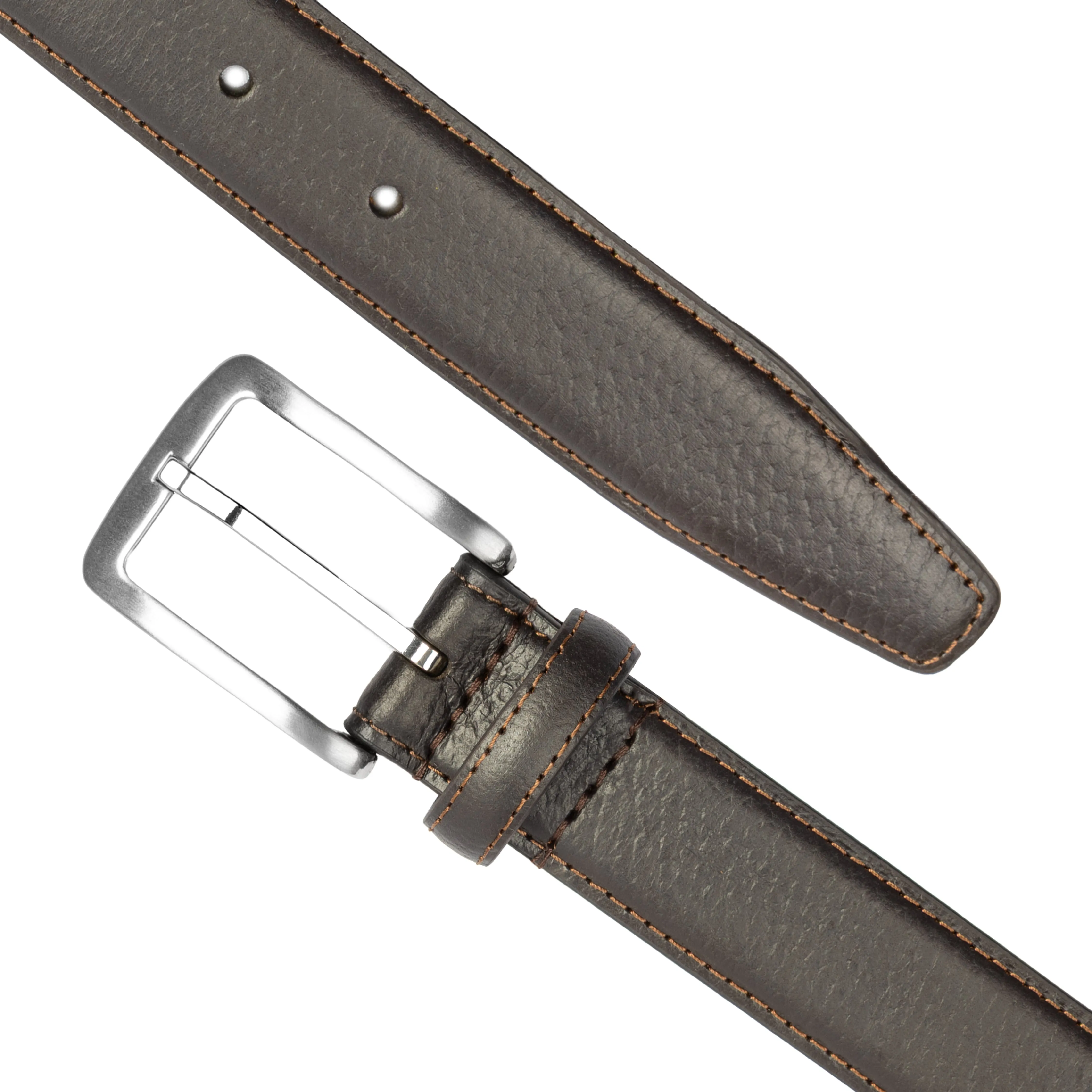 Men's Lined Full-Grain Leather Belt with Satin Nickel Buckle and Pebble Finish sold by Dents Gloves product image thumbnail 2