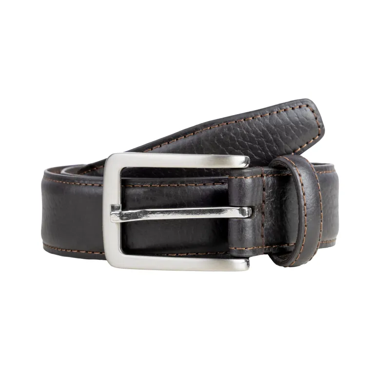 Men's Lined Full-Grain Leather Belt with Satin Nickel Buckle and Pebble Finish sold by Dents Gloves