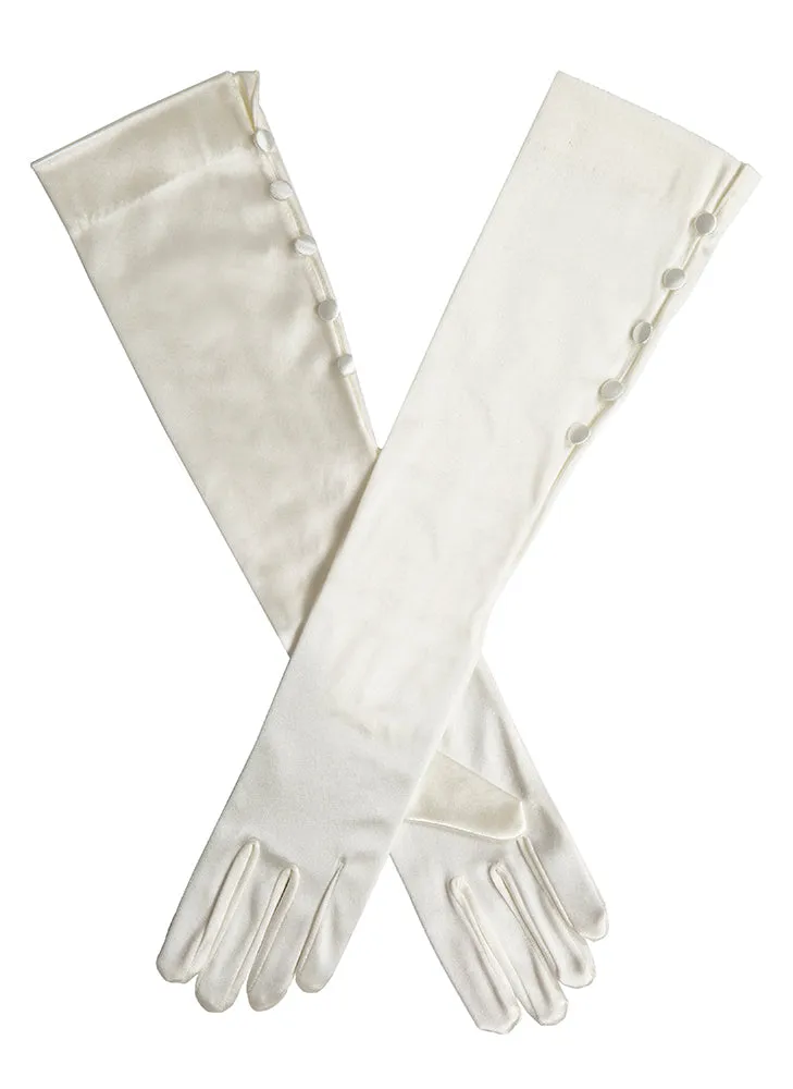 Women's Long Below-Elbow Satin Gloves with Buttons sold by Dents Gloves product image thumbnail 4