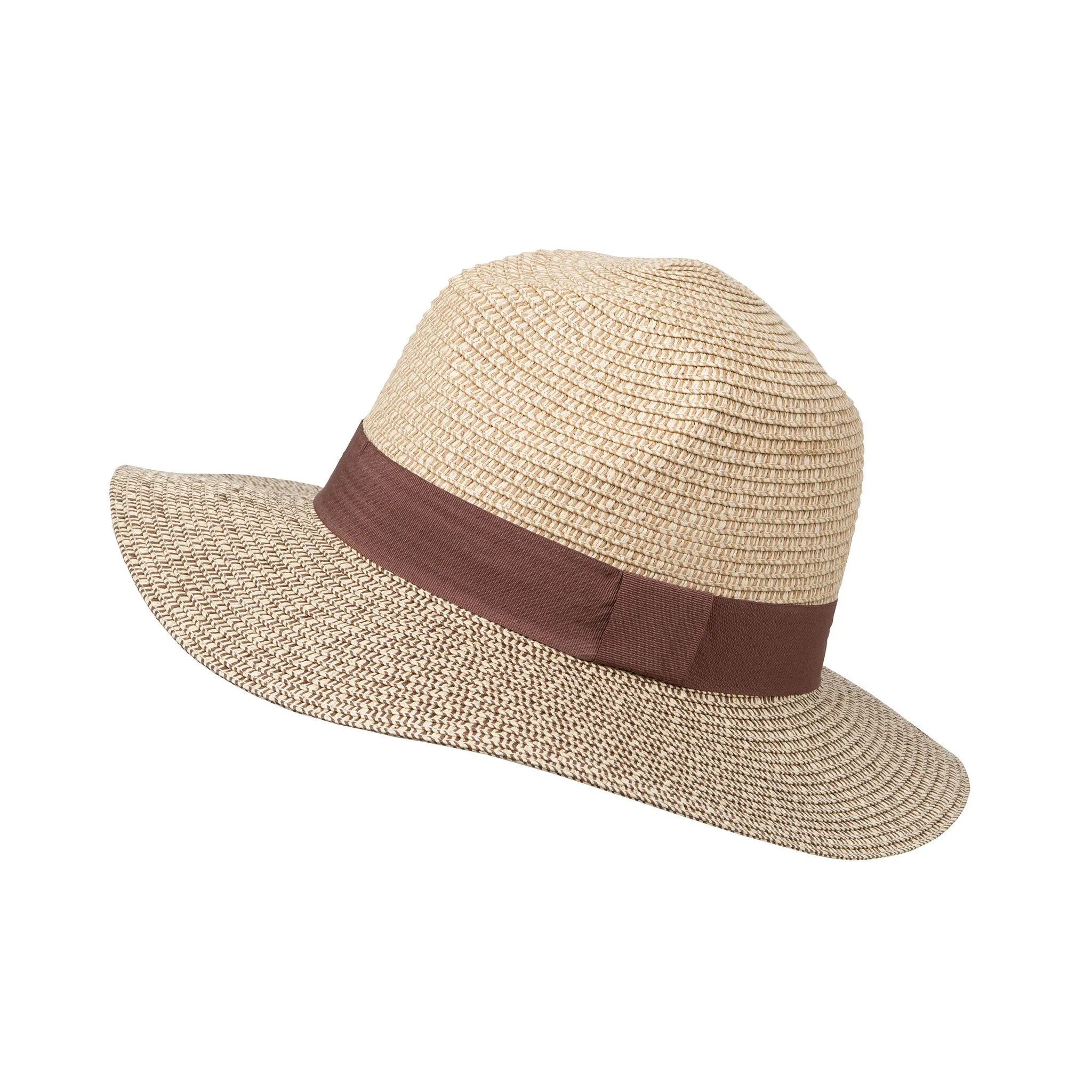 Women's Straw Fedora Hat with Colour Band and Two-Tone Brim sold by Dents Gloves