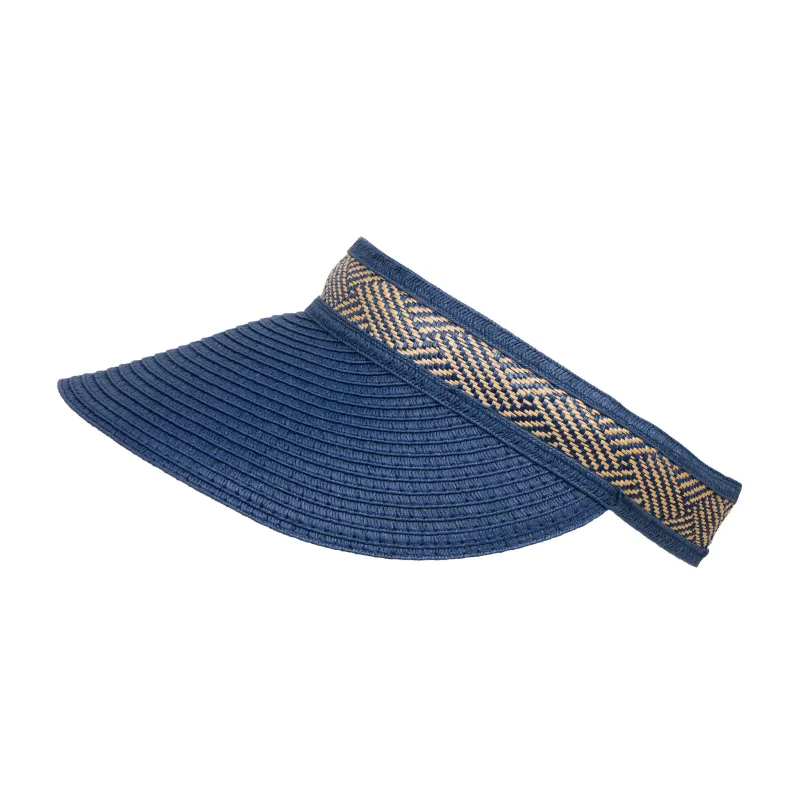 Women's Straw Sun Visor with Woven Detail Band sold by Dents Gloves