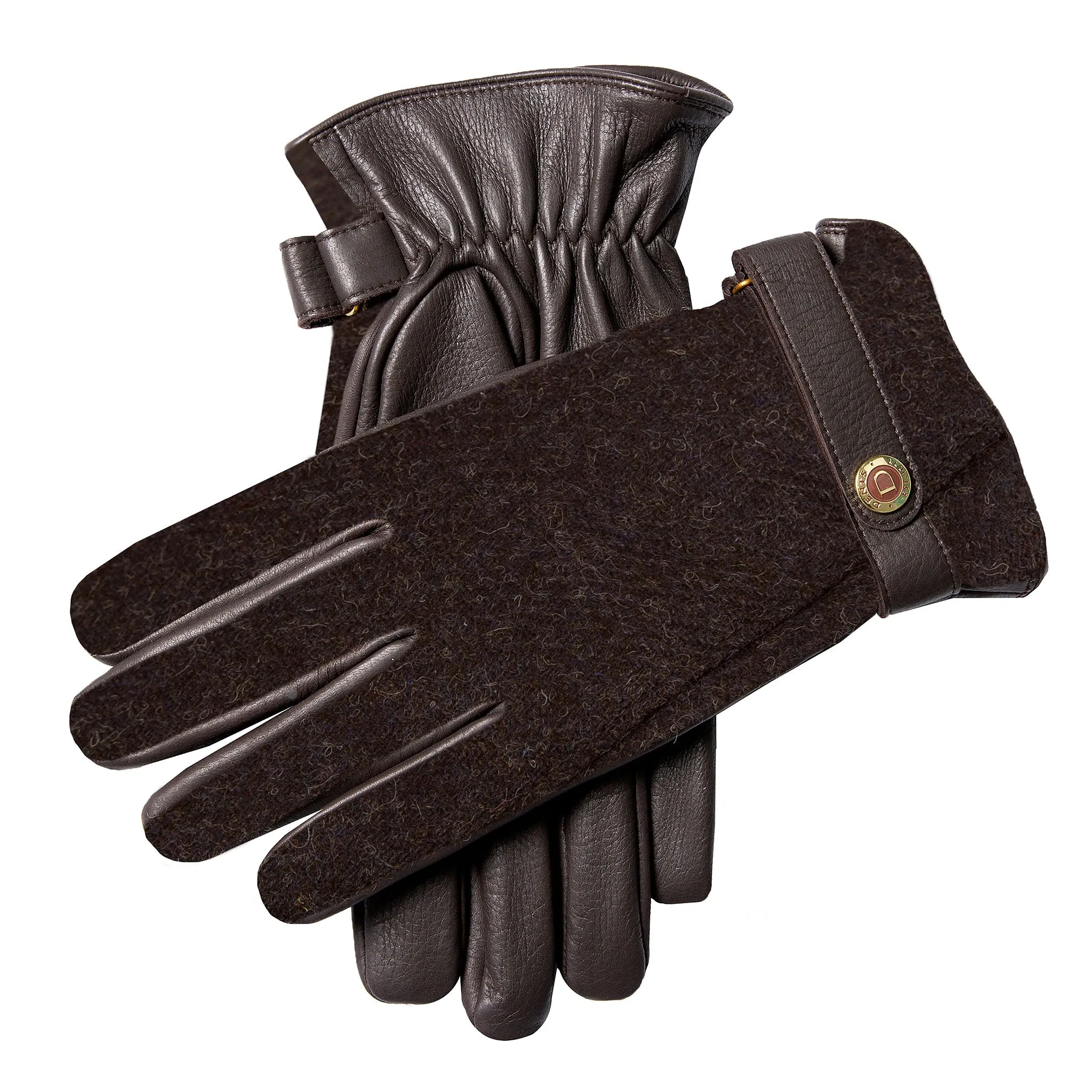 Men’s Heritage Cashmere-Lined Abraham Moon Tweed and Deerskin Leather Gloves sold by Dents Gloves product image thumbnail 2