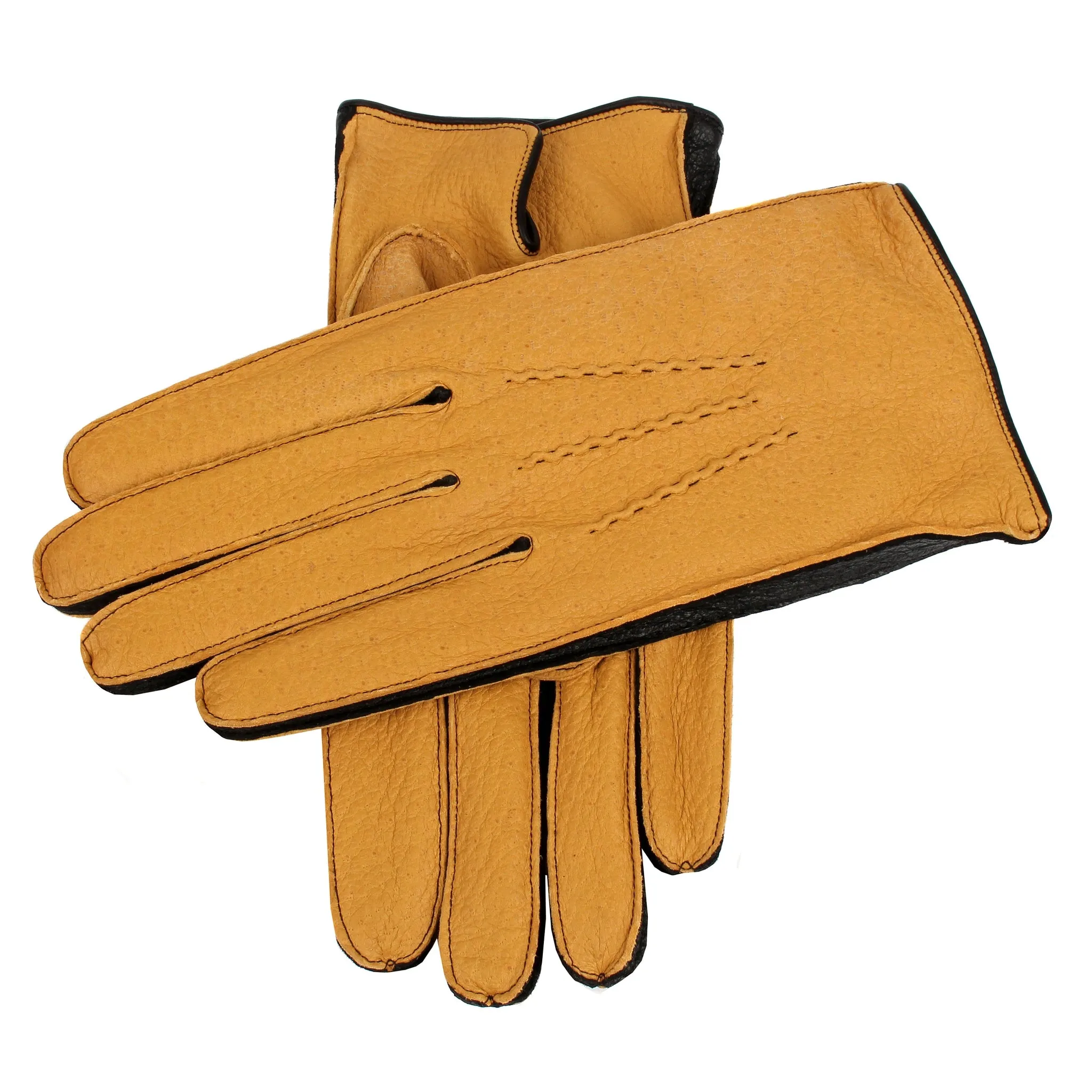 Men’s Heritage Three-Point Wool-Lined Peccary Leather Gloves with Two-Colour Design sold by Dents Gloves