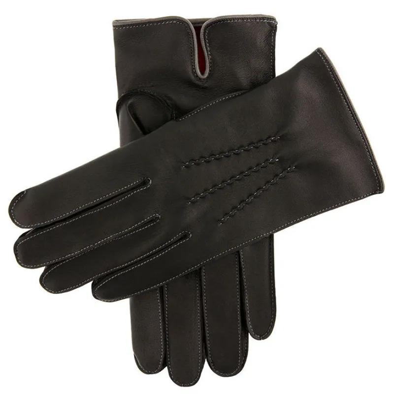 Men's Heritage Three-Point Cashmere-Lined Leather Gloves with Colour Contrast Details sold by Dents Gloves