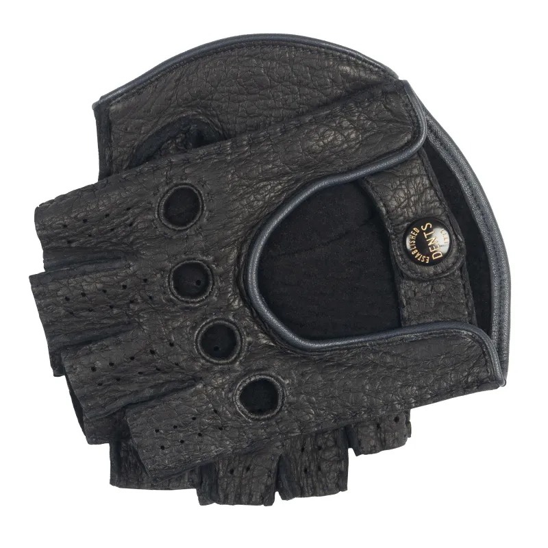 Men's Heritage Handsewn Fingerless Peccary Leather Driving Gloves with Contrast Details sold by Dents Gloves