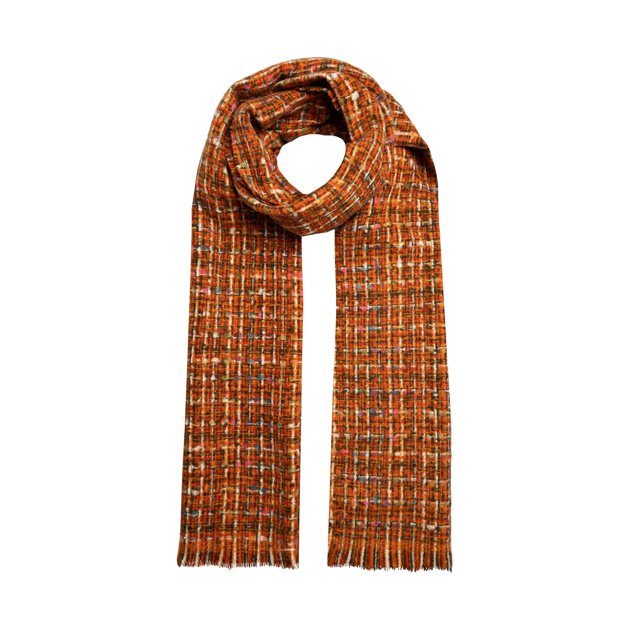 Women's Woven Scarf with Metallic Yarn and Fringe Edges sold by Dents Gloves